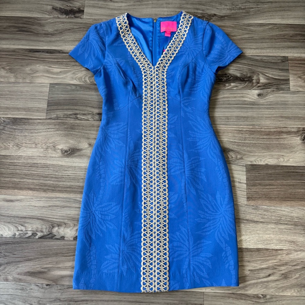 NWT Lily Pulitzer Arie Stretch Shift Dress in Bennett Blue Size 0